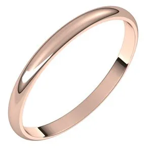 10K Rose 2 mm Half Round Ultra-Light Band Size 8.5
