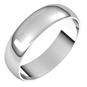 10K White 5 mm Half Round Ultra-Light Band Size 10.5