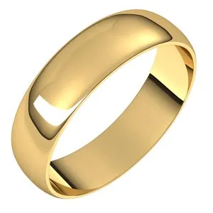 14K Yellow 5 mm Half Round Ultra-Light Band Size 10