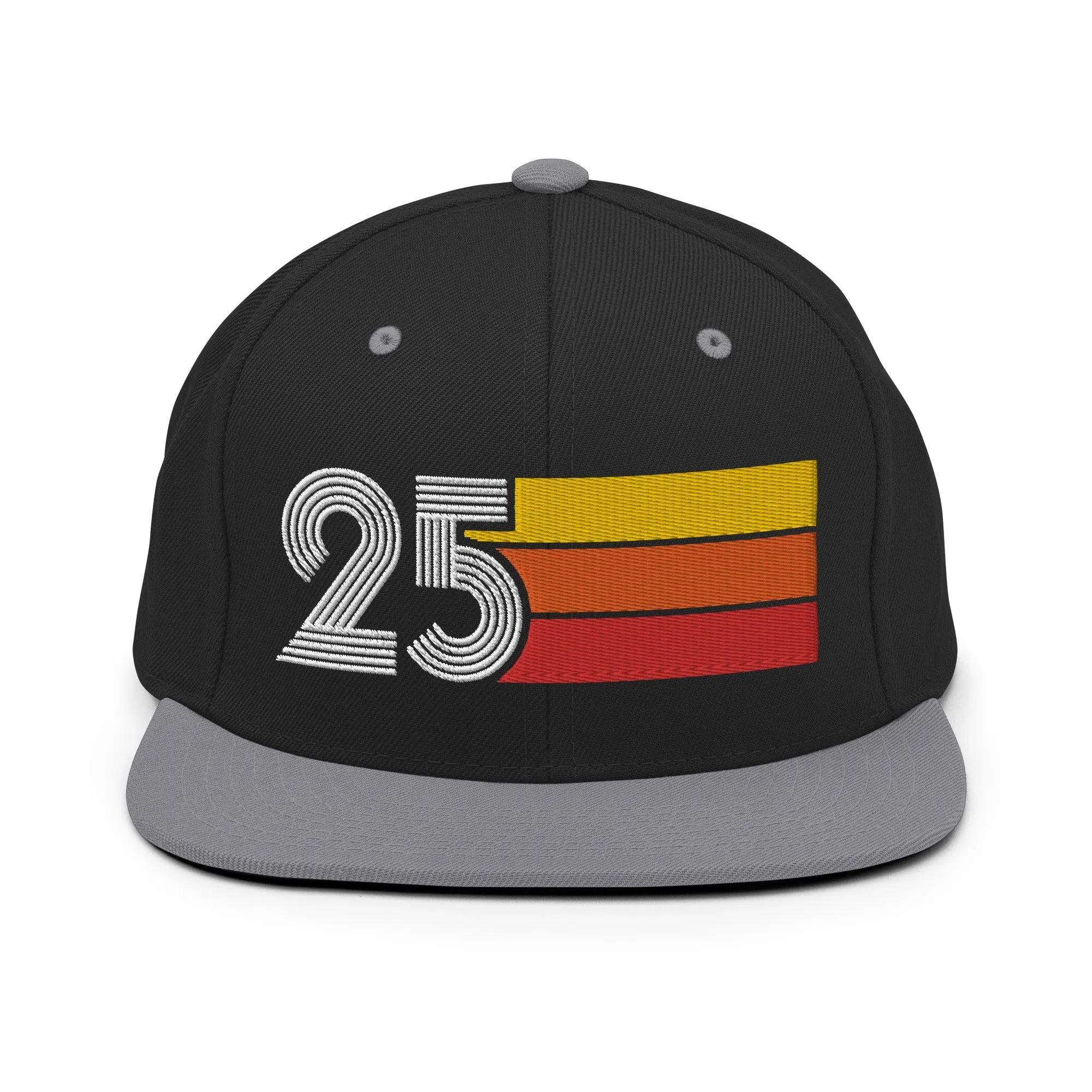 25 - Number Twenty Five 25th Birthday Gift Idea Flat Bill Snapback Hat for Men and Women