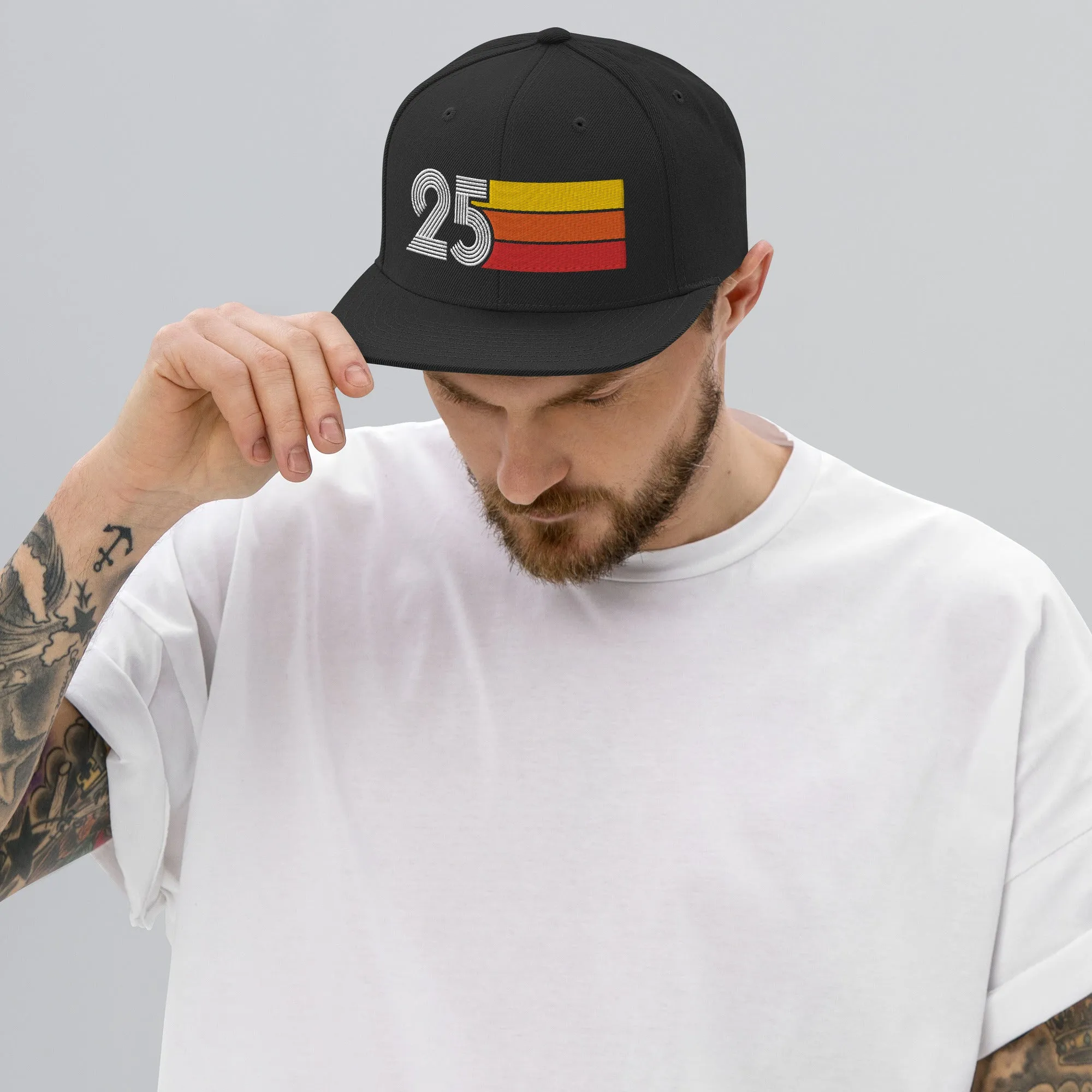 25 - Number Twenty Five 25th Birthday Gift Idea Flat Bill Snapback Hat for Men and Women