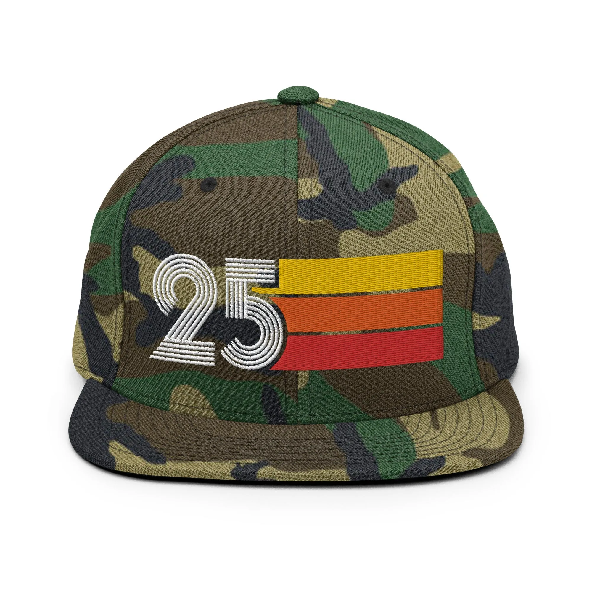 25 - Number Twenty Five 25th Birthday Gift Idea Flat Bill Snapback Hat for Men and Women