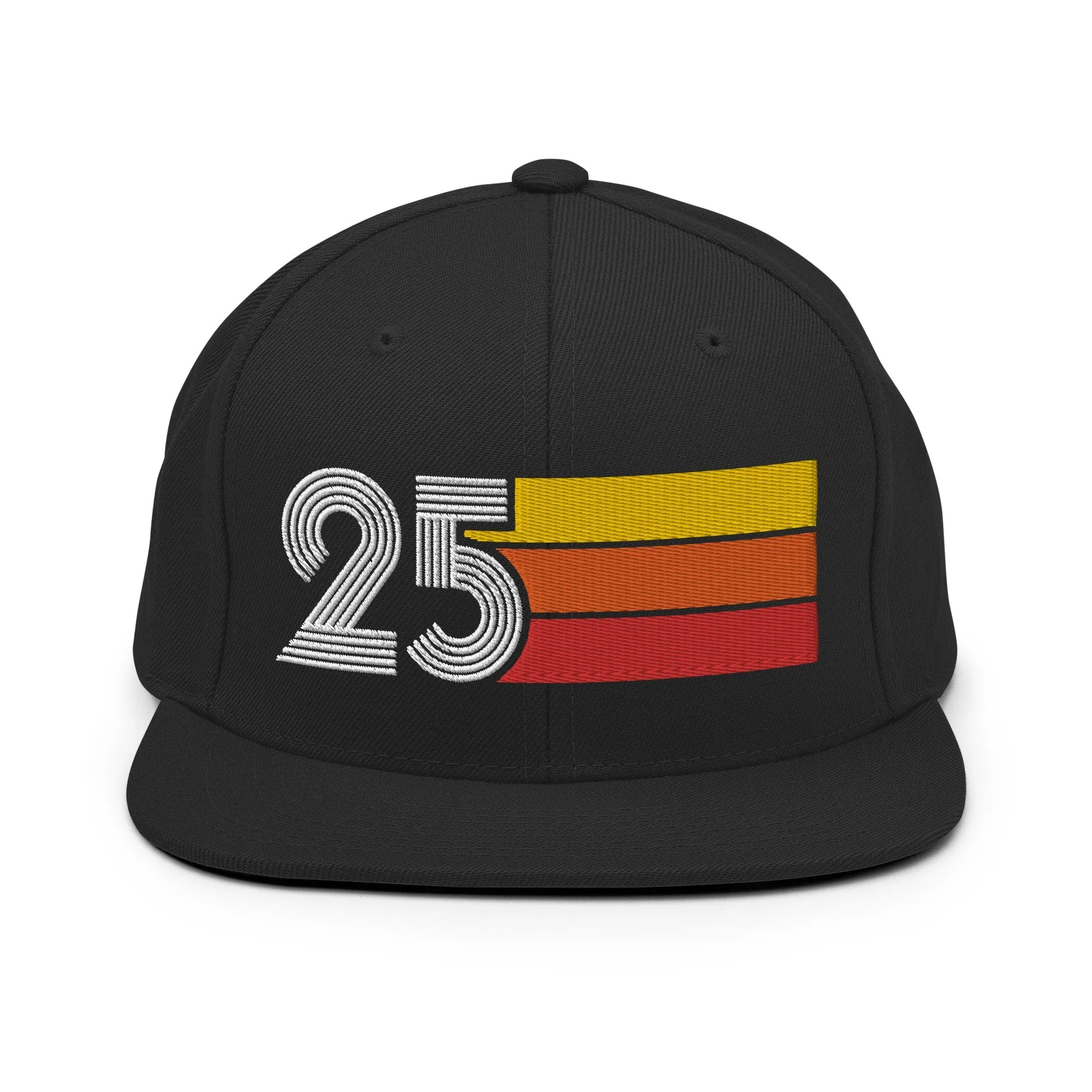 25 - Number Twenty Five 25th Birthday Gift Idea Flat Bill Snapback Hat for Men and Women
