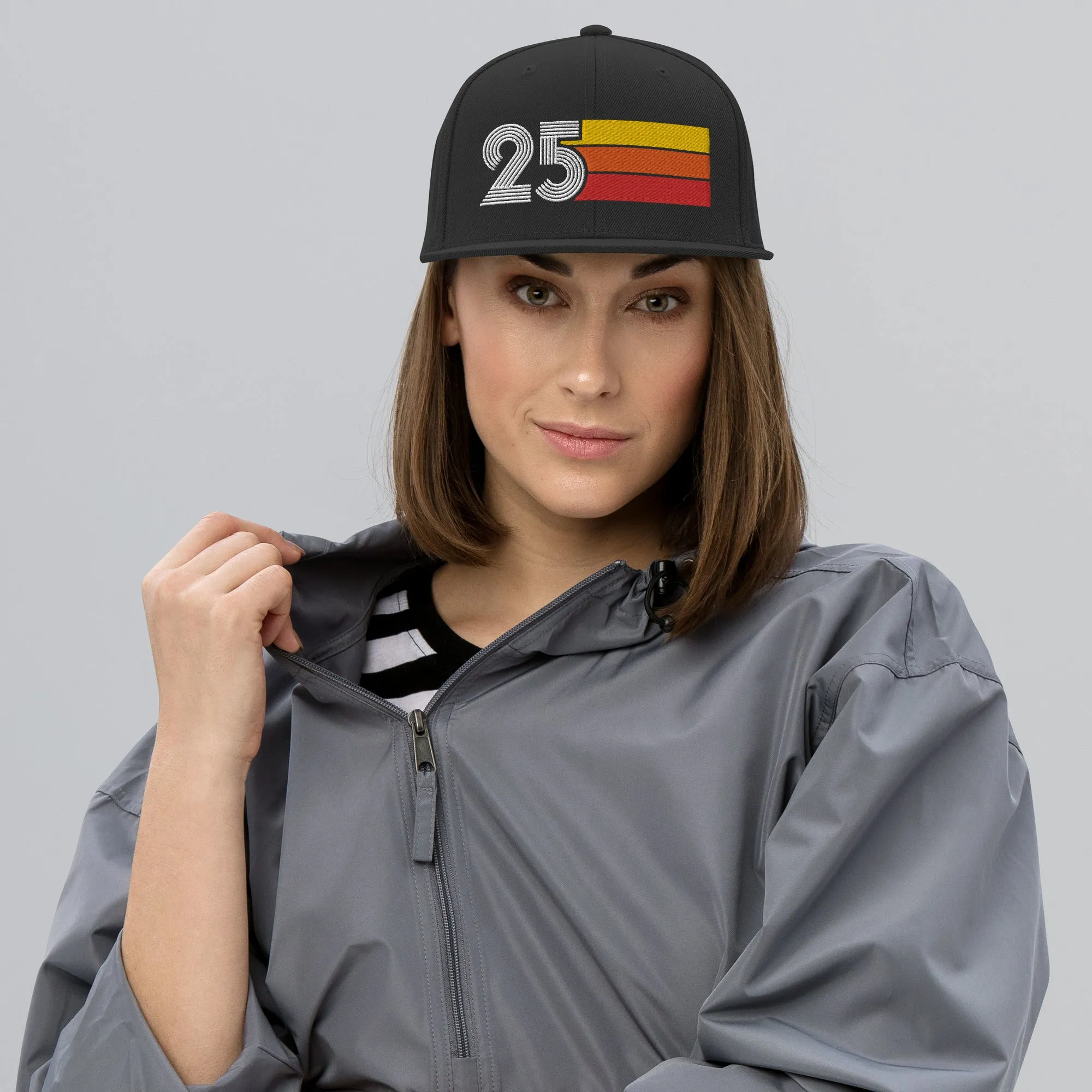 25 - Number Twenty Five 25th Birthday Gift Idea Flat Bill Snapback Hat for Men and Women