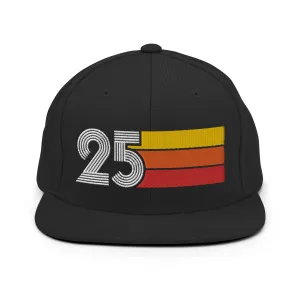 25 - Number Twenty Five 25th Birthday Gift Idea Flat Bill Snapback Hat for Men and Women