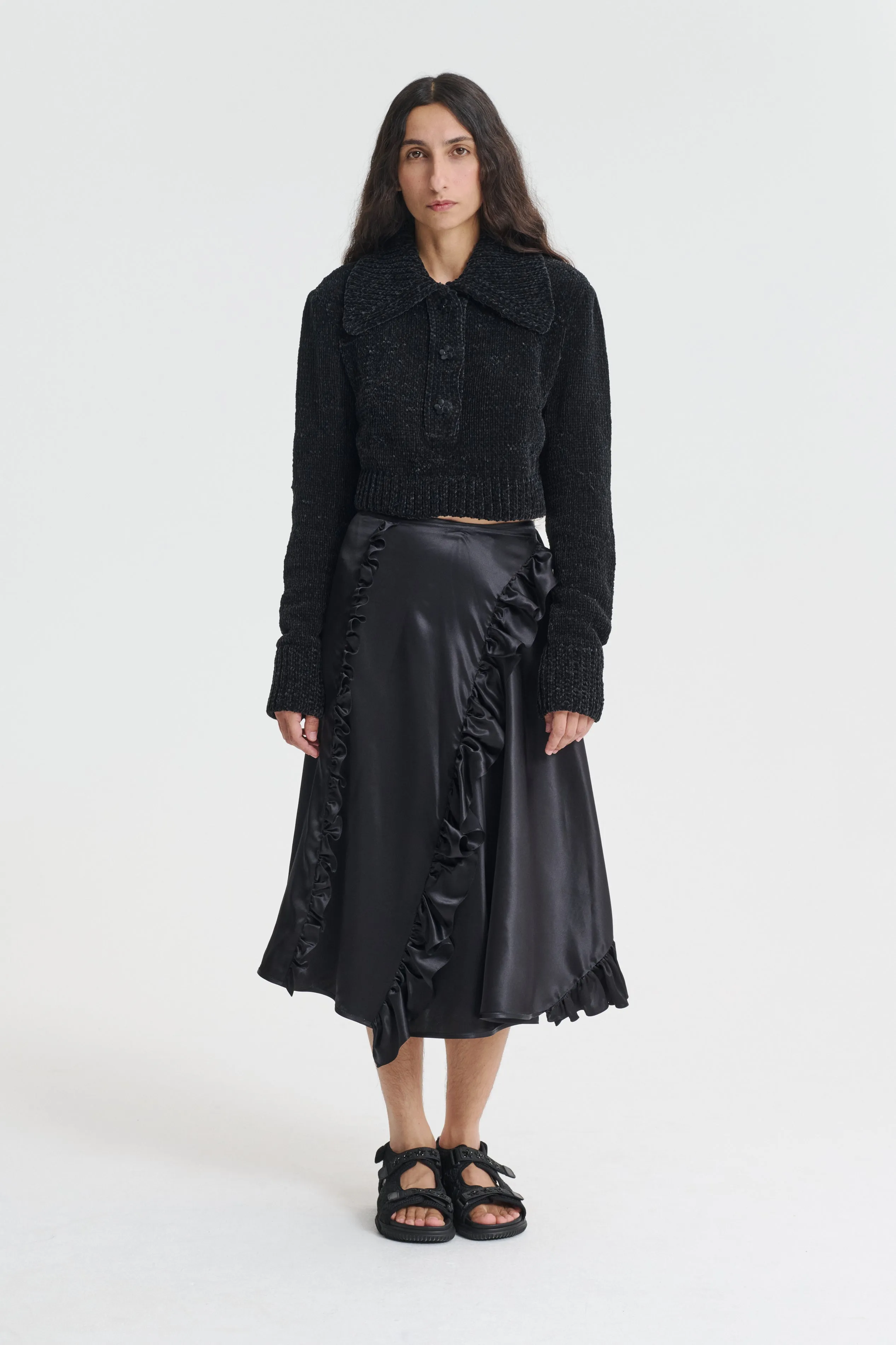 ADELINA | SKIRT SILK SATIN BLACK
