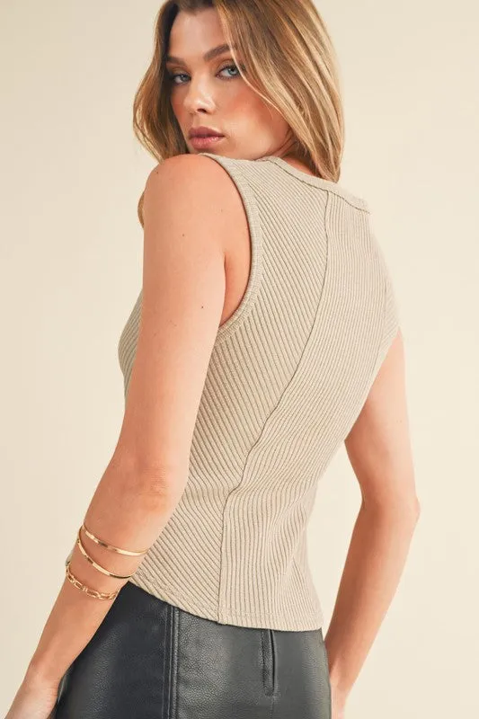 Aemi   Co Exposed Seam Ribbed Wide Strap Tank
