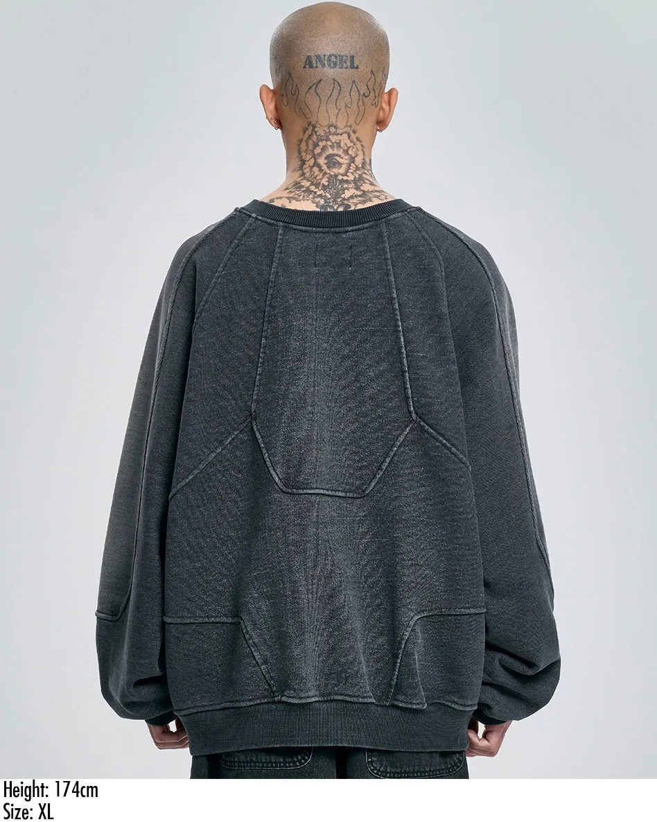 AJOBYAJO Paneled Denim Sweatshirt Black