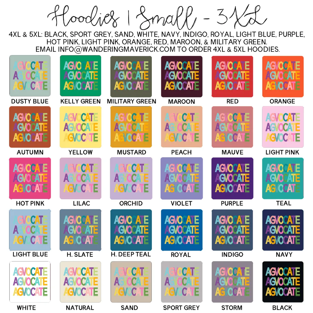 All The Colors Agvocate Hoodie (S-3XL) Unisex - Multiple Colors!
