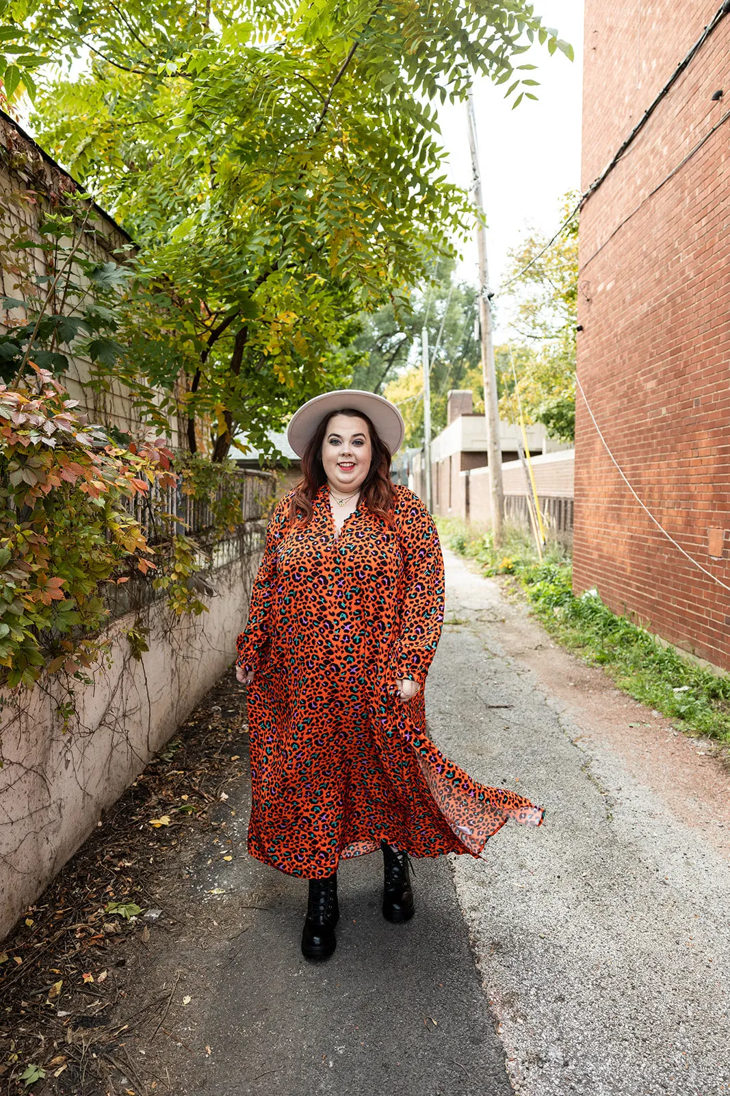 amber rose dress in orange 70's leopard