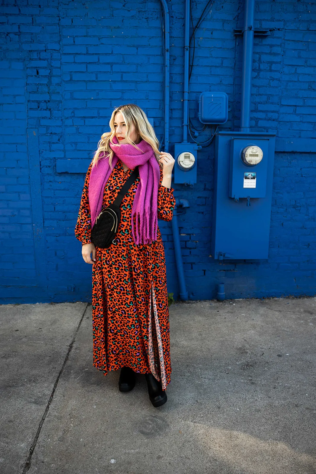 amber rose dress in orange 70's leopard