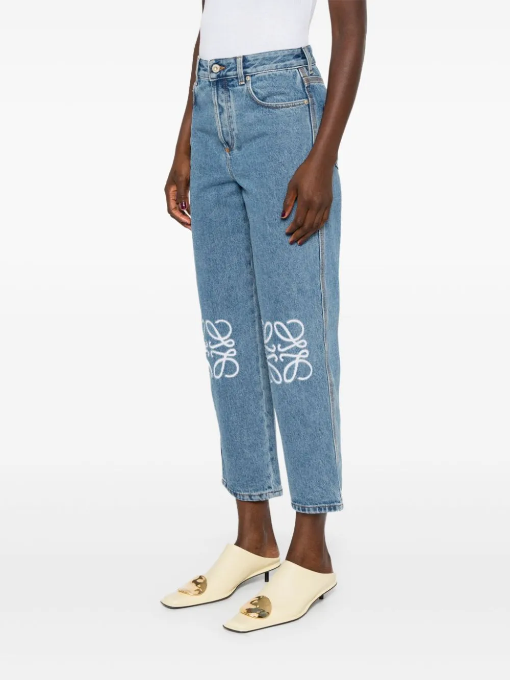 Anagram cropped denim jeans