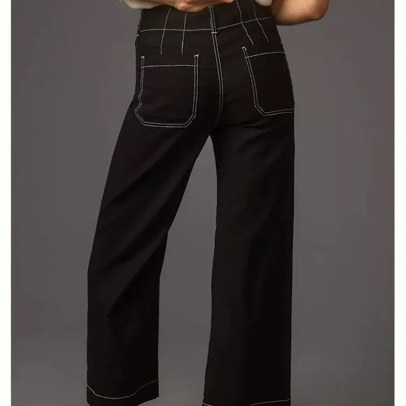 Anthropologie Black Flare Wide-Leg Jeans