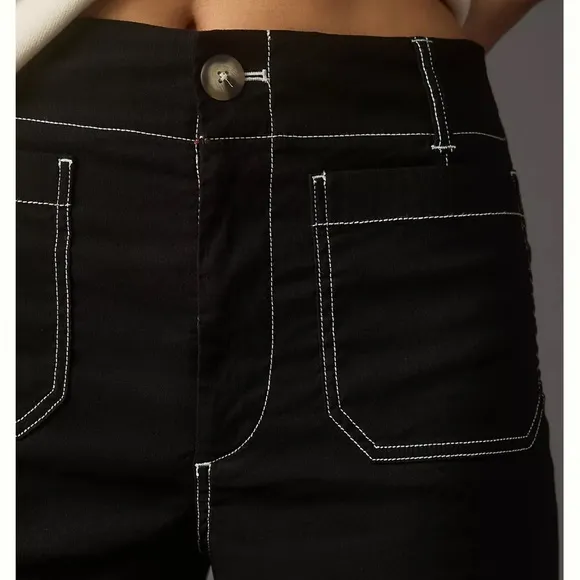 Anthropologie Black Flare Wide-Leg Jeans