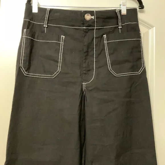 Anthropologie Black Flare Wide-Leg Jeans