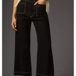 Anthropologie Black Flare Wide-Leg Jeans