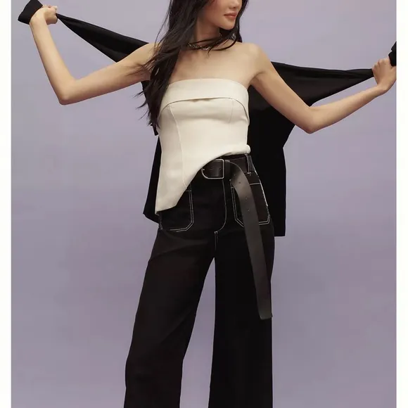 Anthropologie Black Flare Wide-Leg Jeans
