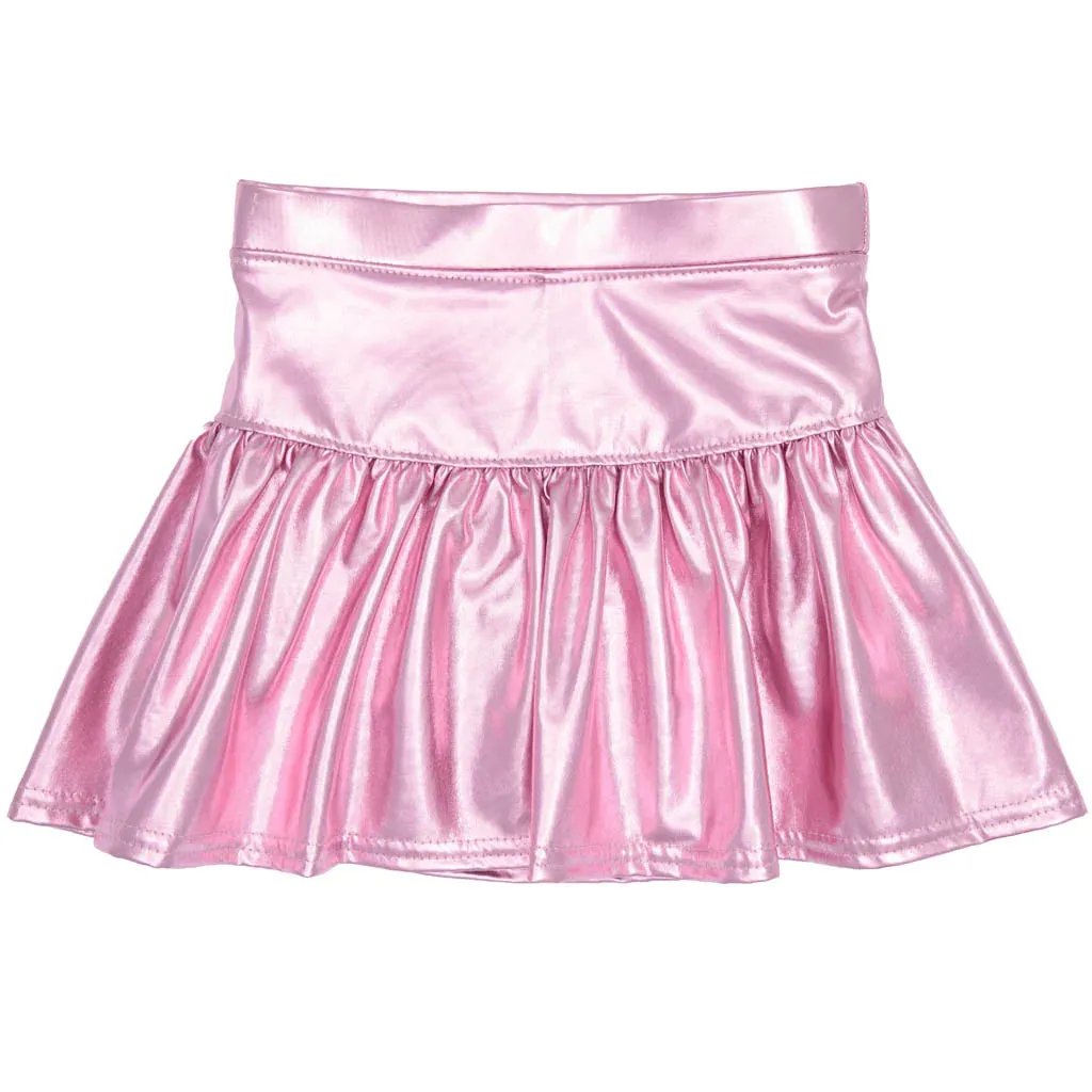 Azarhia Gathered Skort - Metallic Light Pink