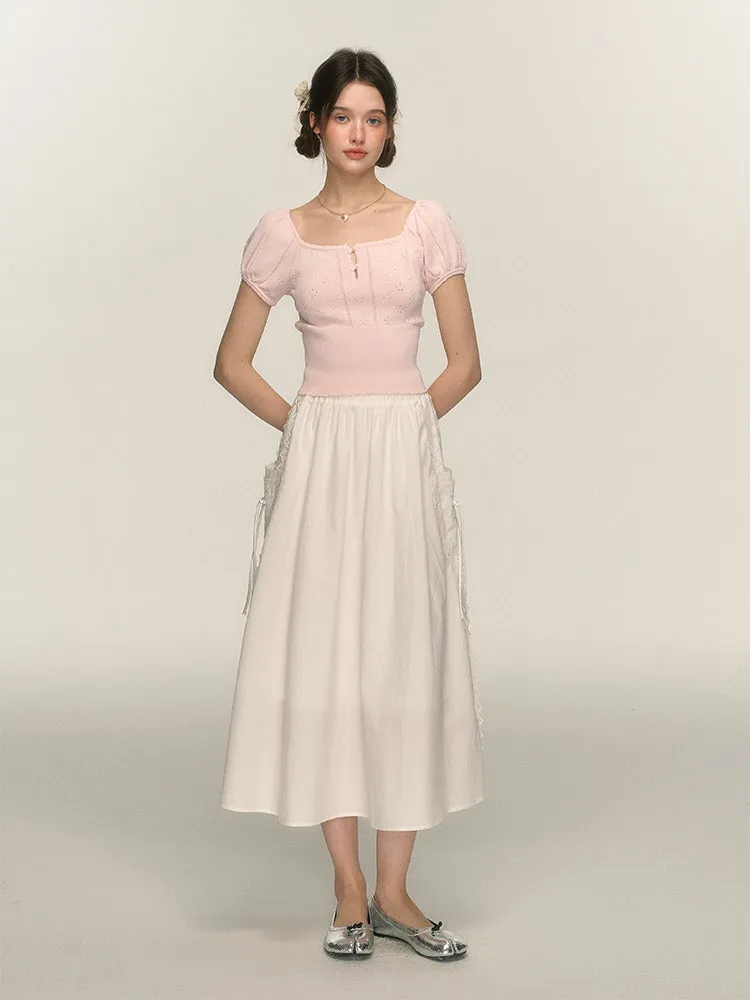 Balletcore Puff Sleeve Knit Top