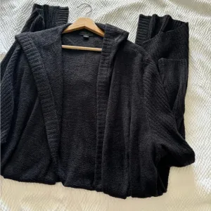 Barefoot Dreams Black Cozychic Lite Long Coastal Hooded Cardigan