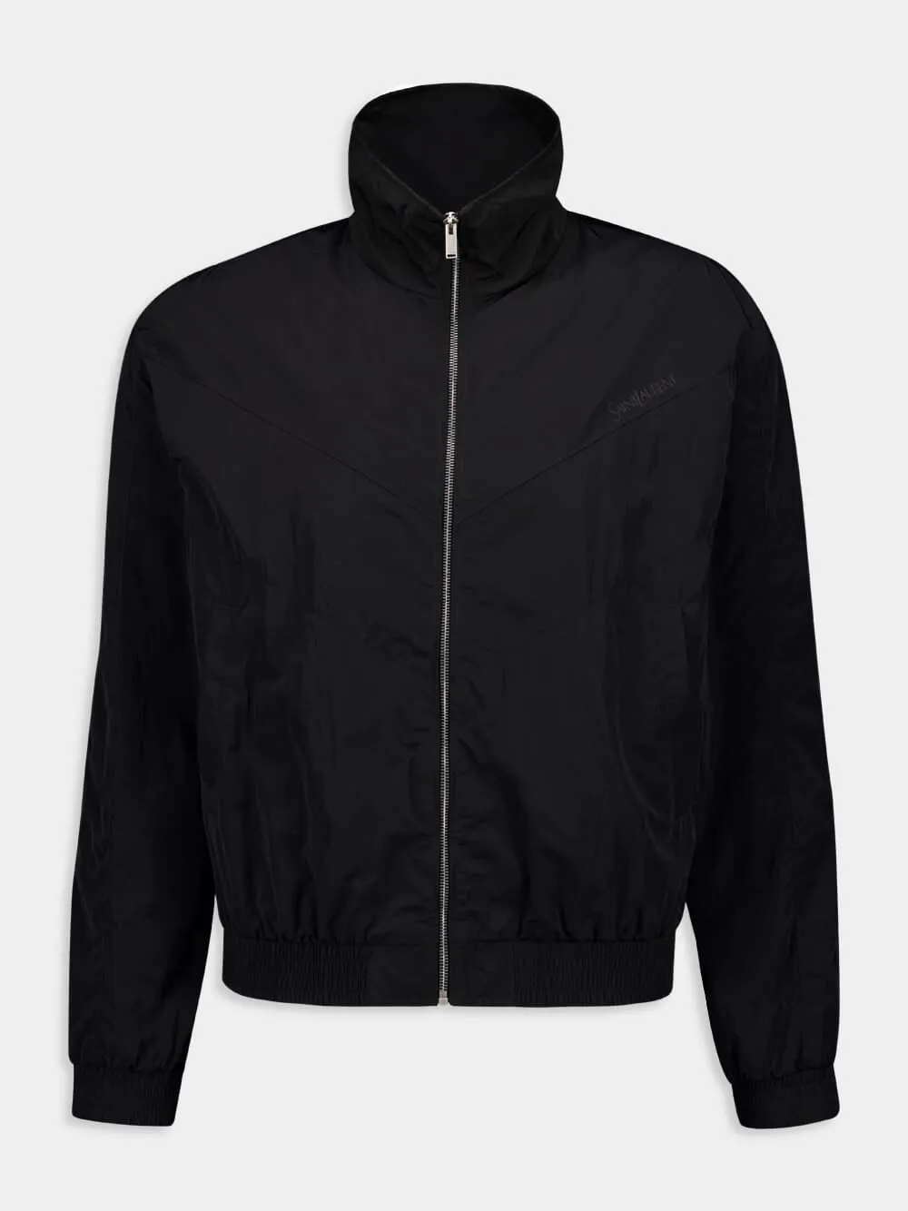 Black Blouson in Crinkled Nylon