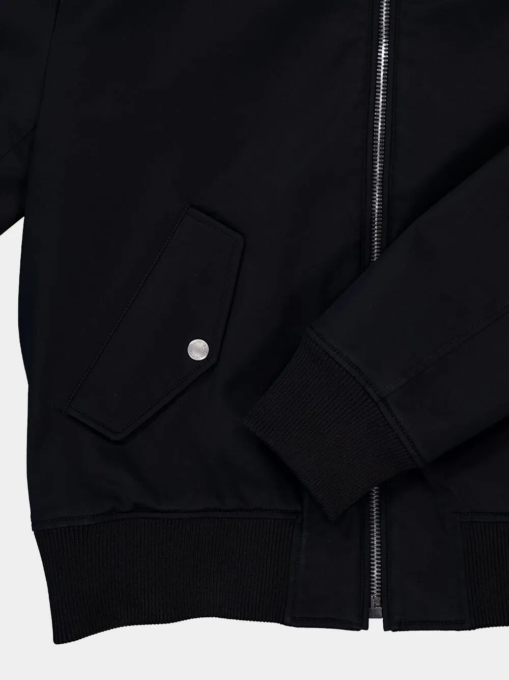 Black Cotton Bomber Jacket with Vintage Logo