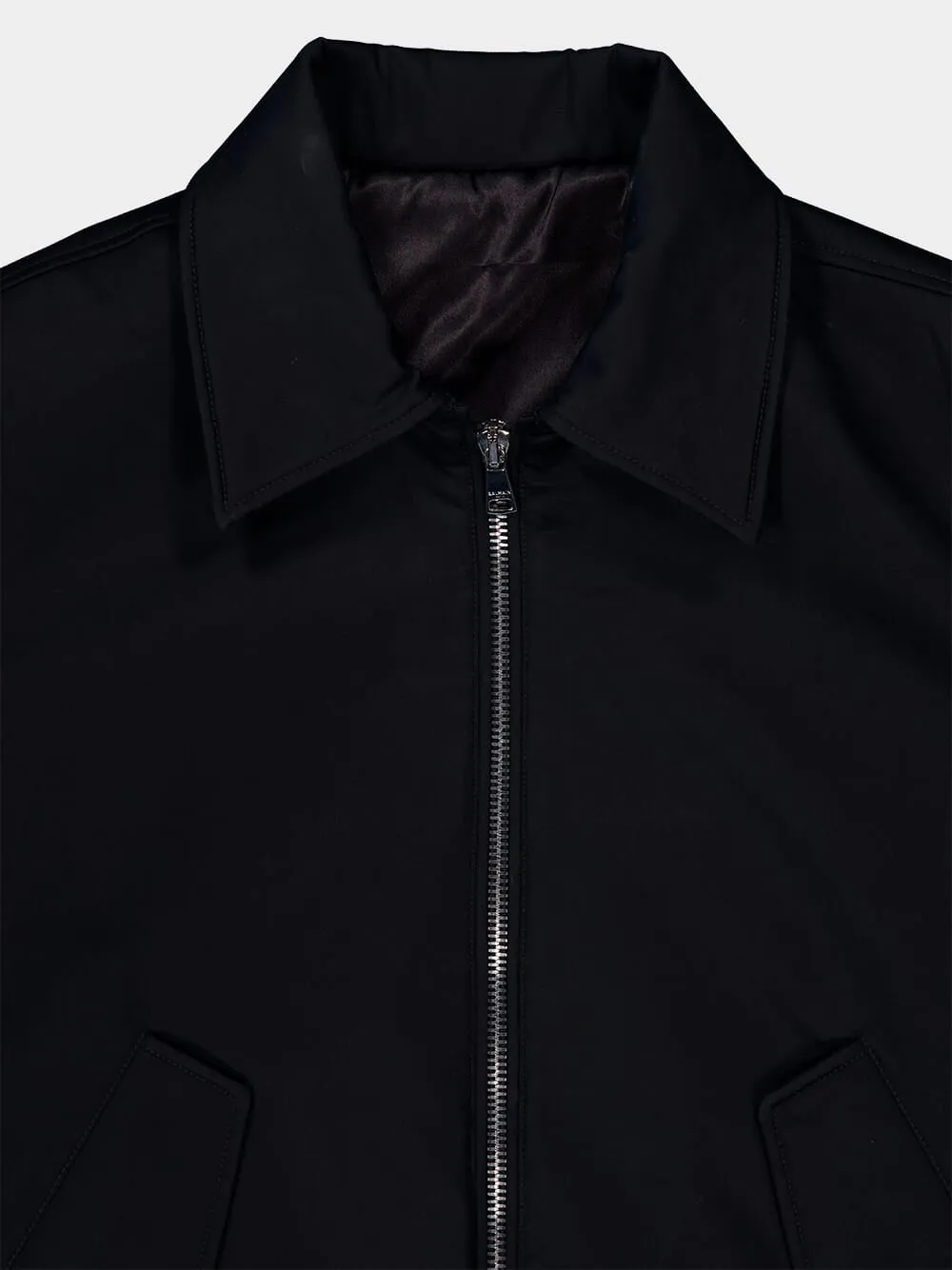 Black Cotton Bomber Jacket with Vintage Logo