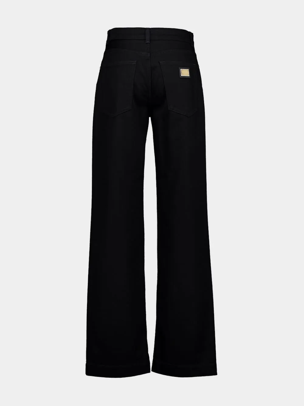 Black Loose Denim Jeans with Pressed Pleat