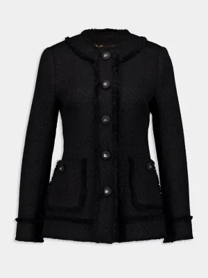 Black Raschel Tweed Wool Jacket