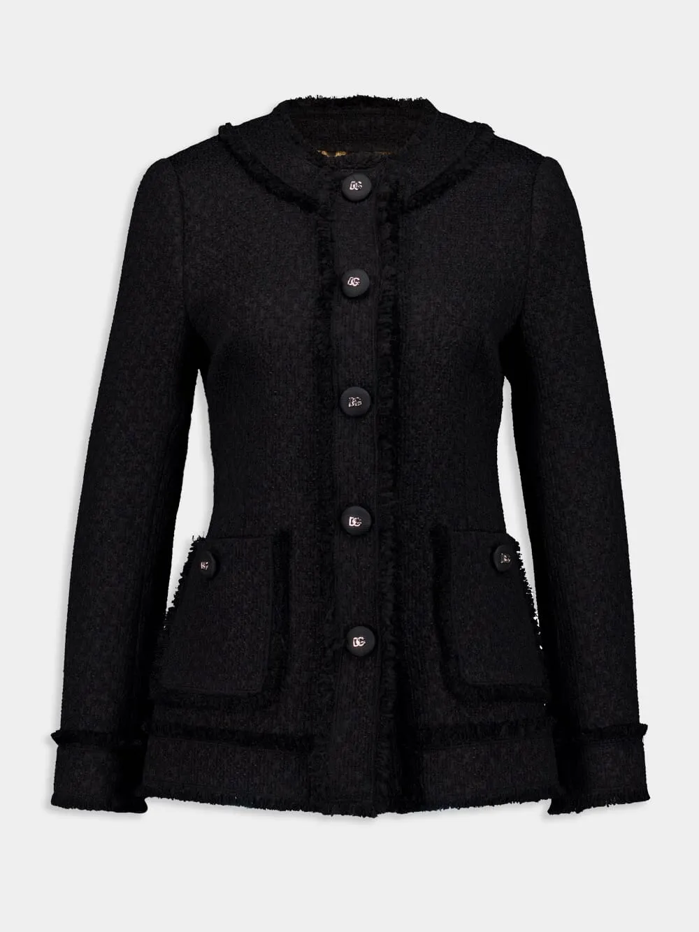 Black Raschel Tweed Wool Jacket