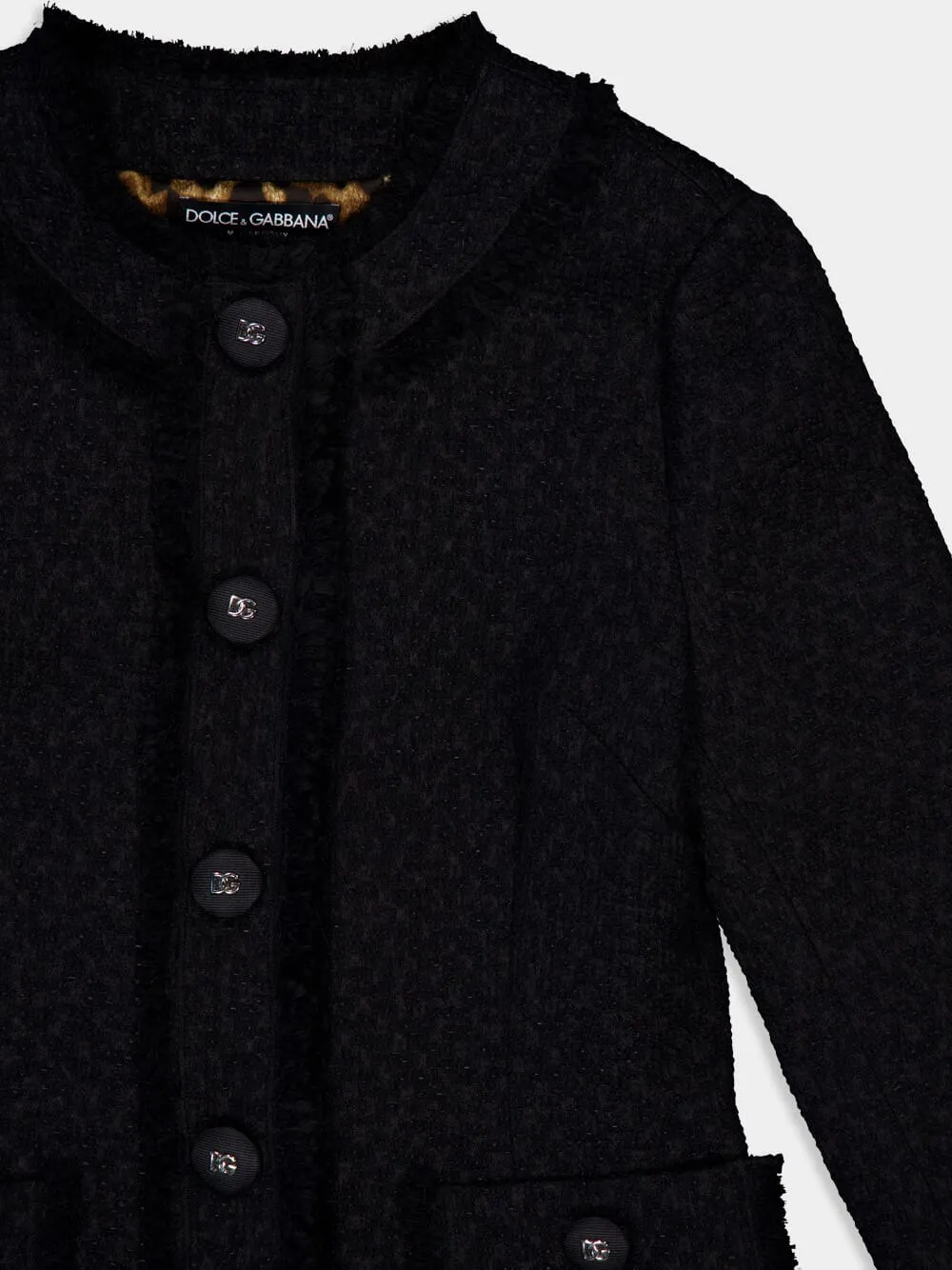 Black Raschel Tweed Wool Jacket