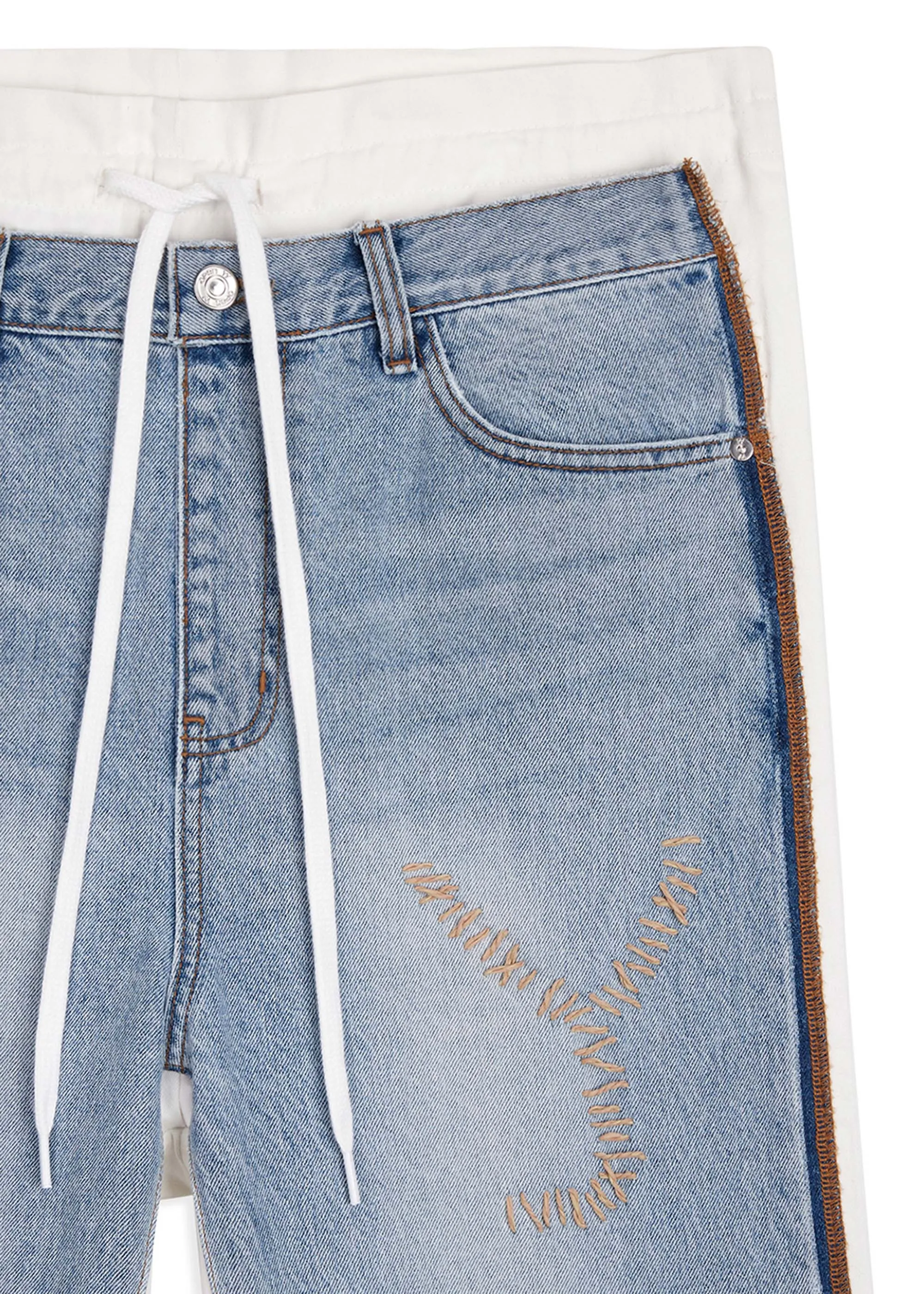 Blue and White Combination Jeans