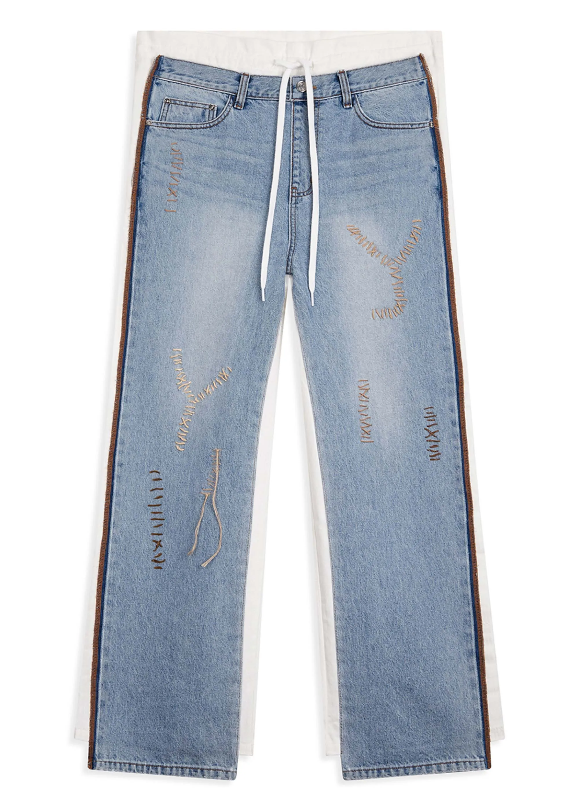 Blue and White Combination Jeans
