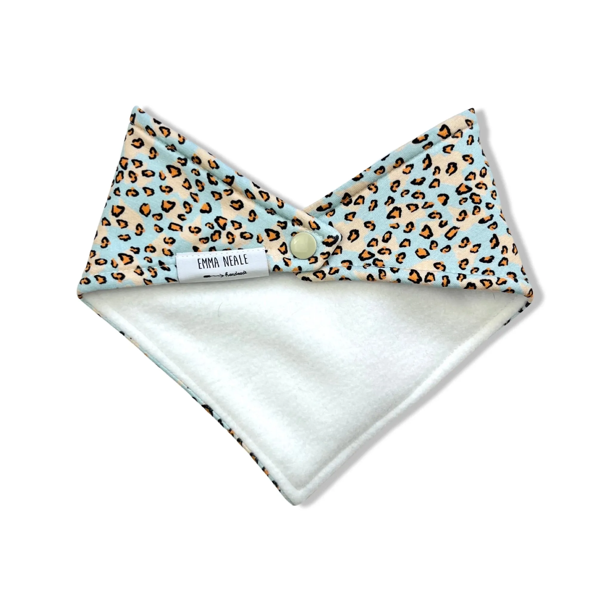BLUE LEOPARD BANDANA BIB