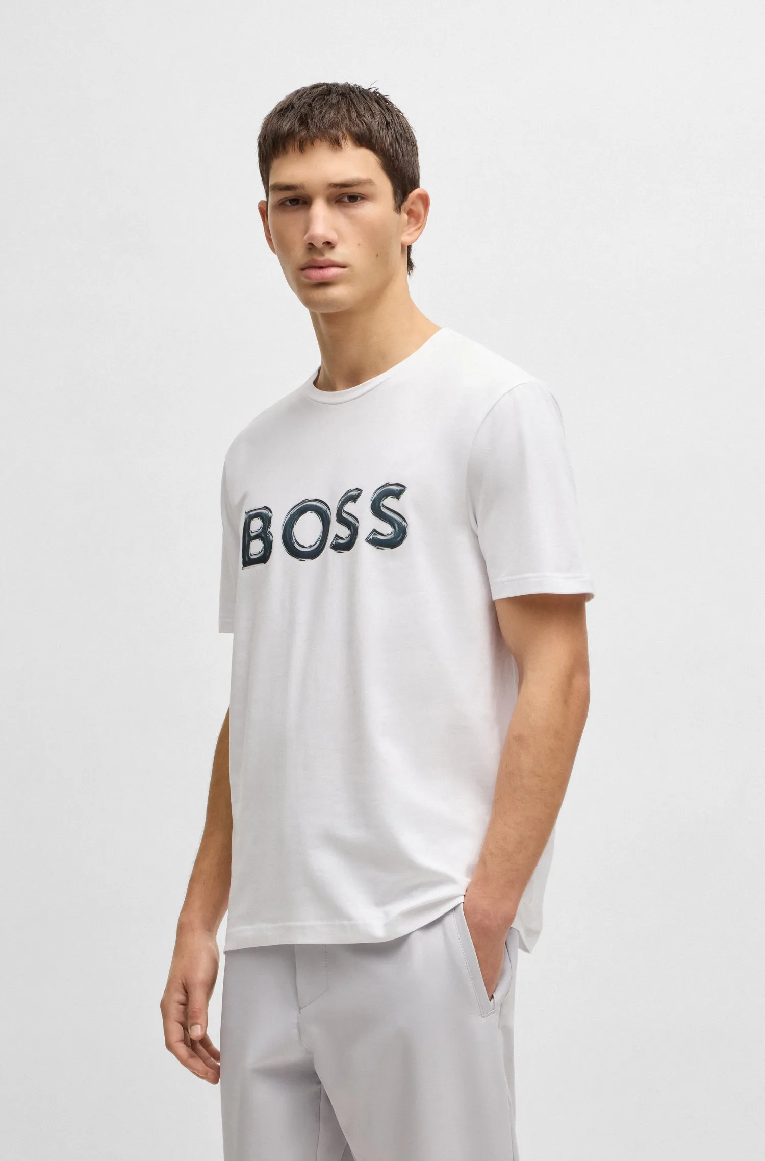 BOSS T-Shirts Regular Fit in Cotton Mix - TEE LOGO 10194355 01-50535273