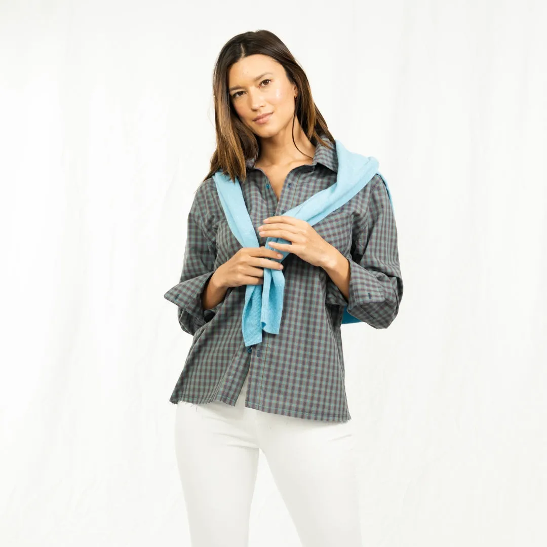 Boyfriend Shirt- Blue Plaid
