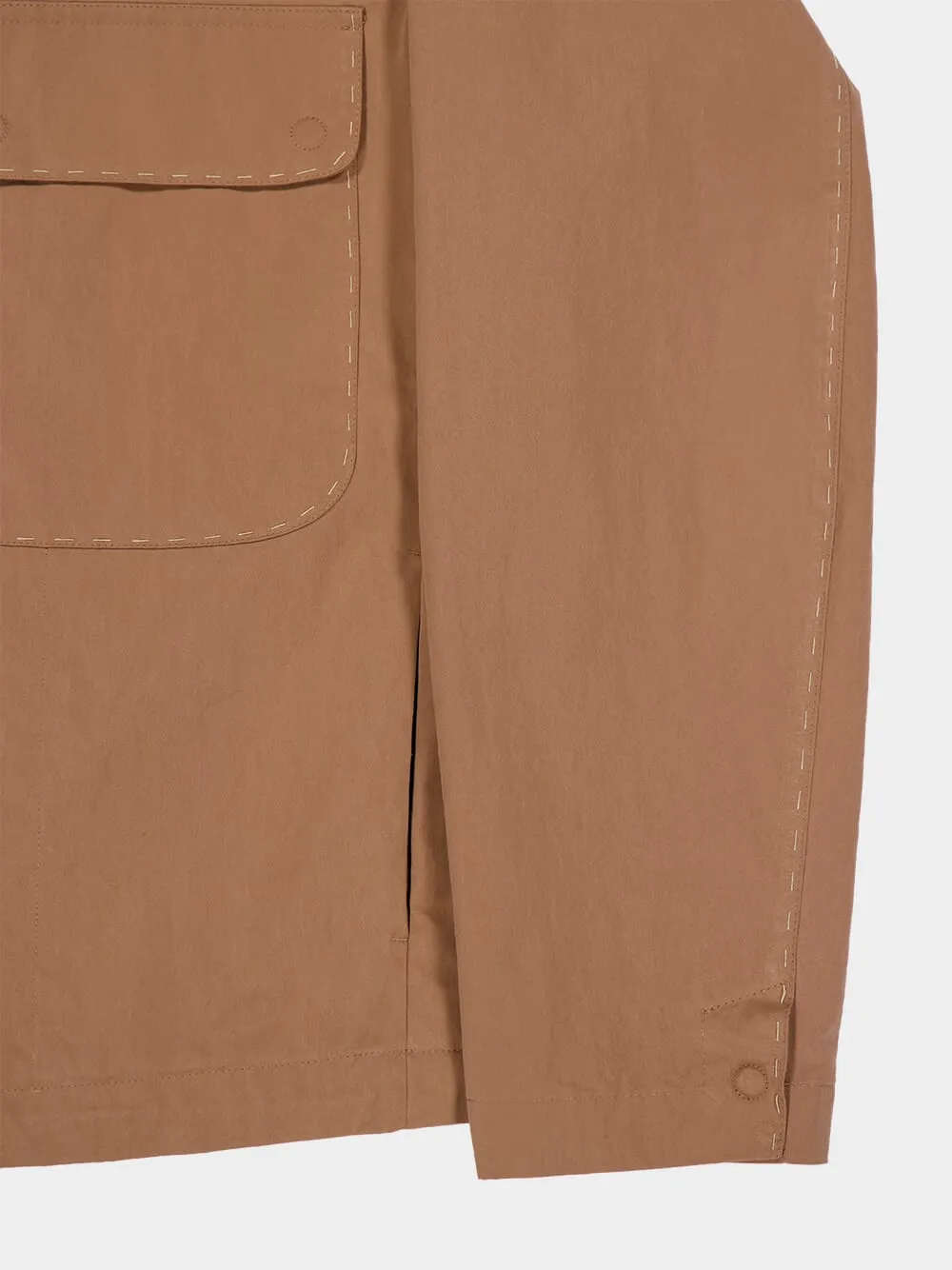 Brown Canvas Straight-Cut Blouson
