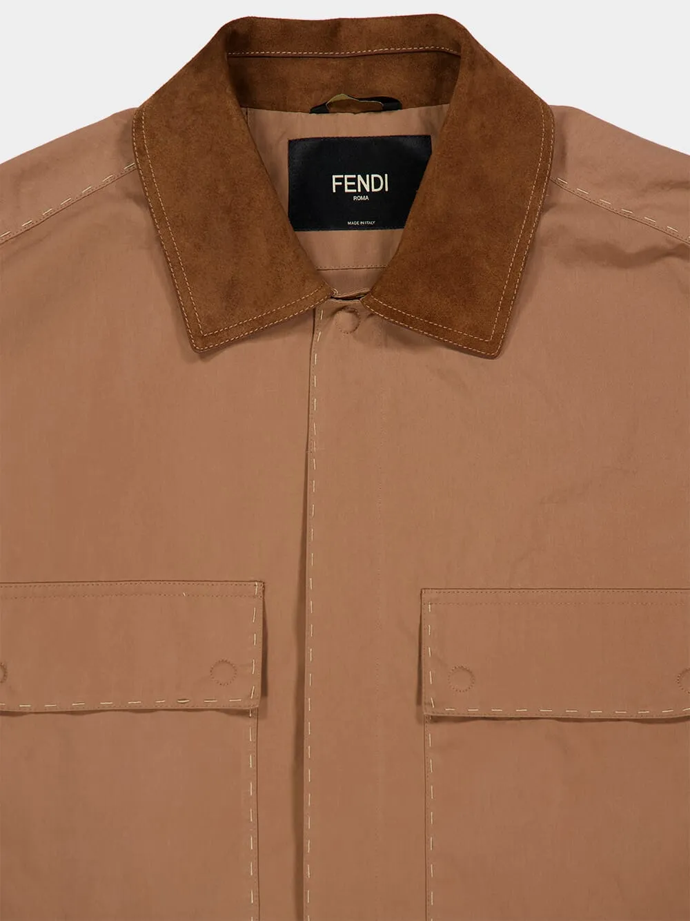 Brown Canvas Straight-Cut Blouson