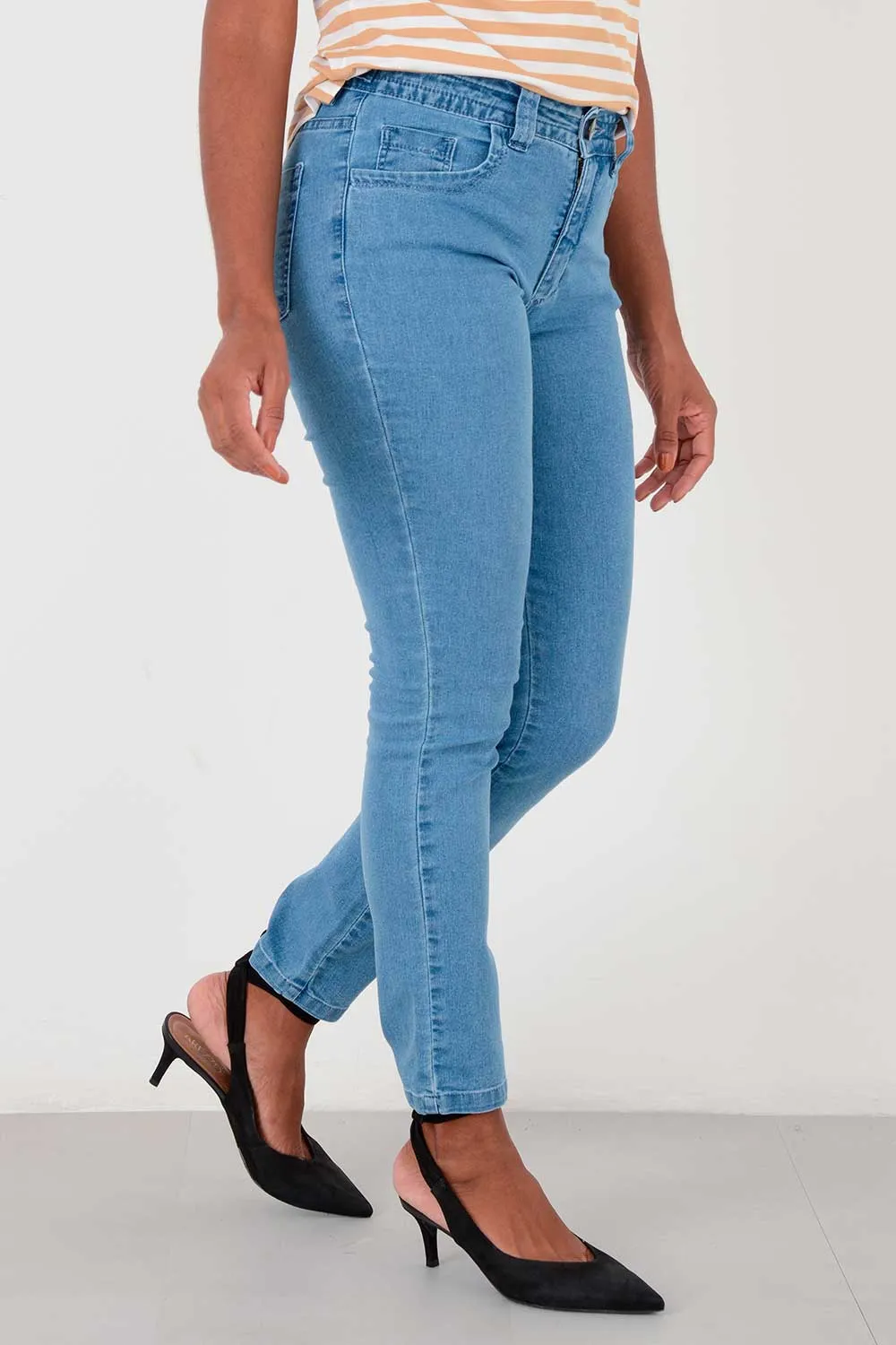 Calça Reta Jeans Azul
