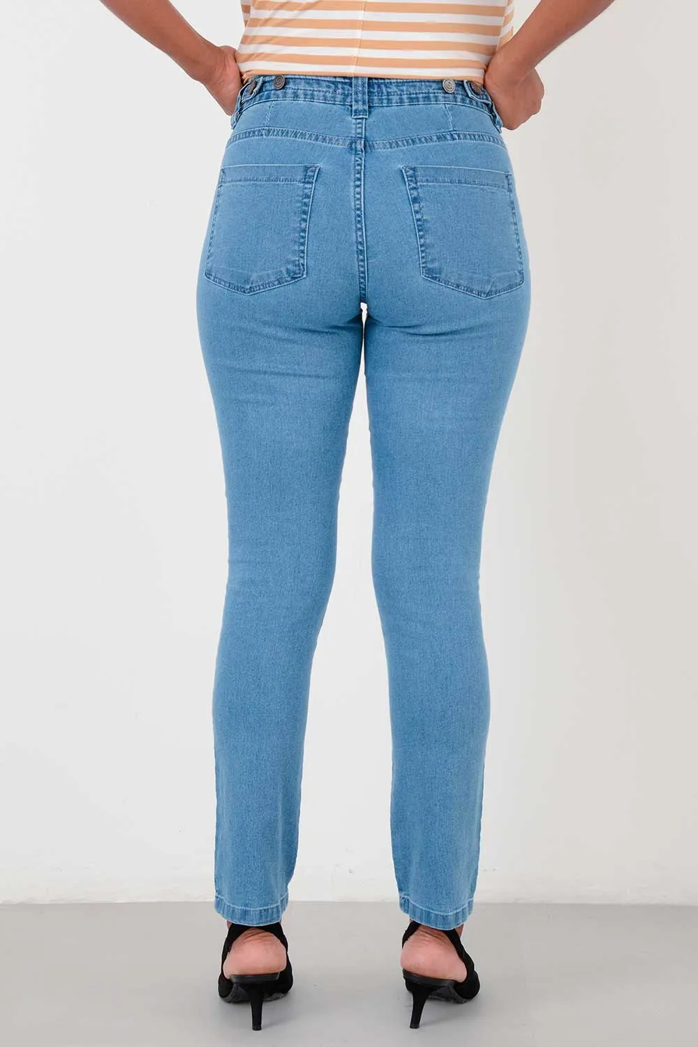 Calça Reta Jeans Azul