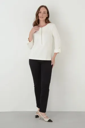 Calça Reta Sarja Elastano Preta