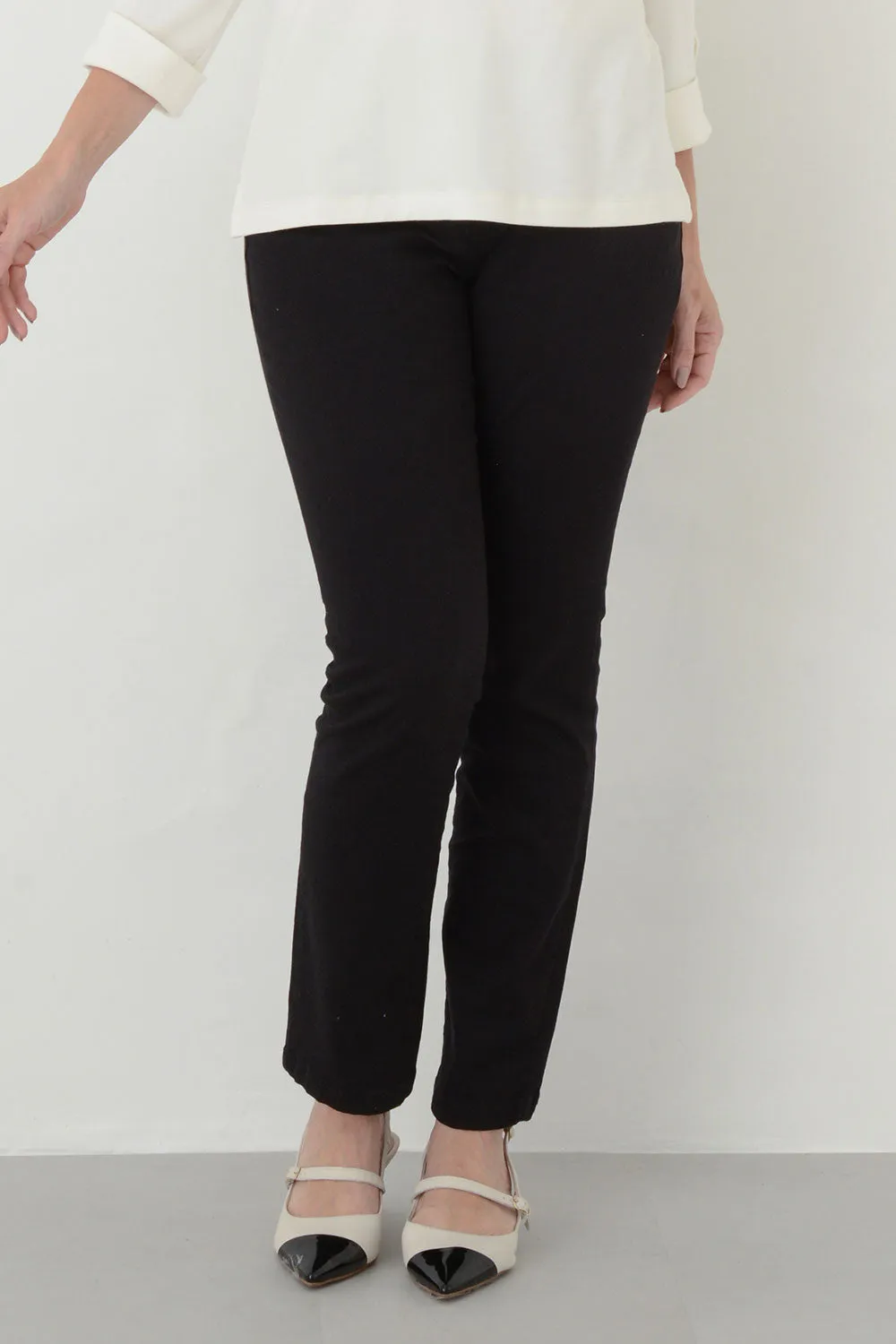 Calça Reta Sarja Elastano Preta