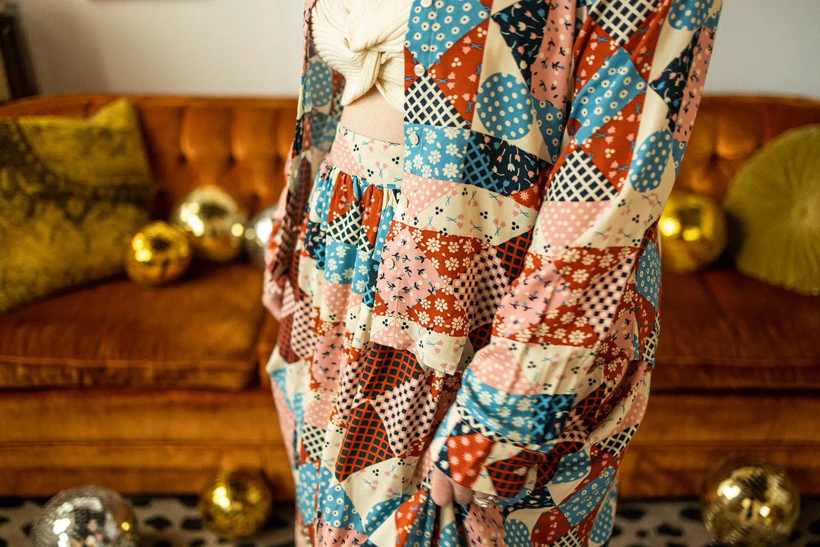calla button down in patchwork
