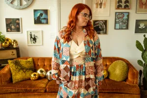 calla button down in patchwork