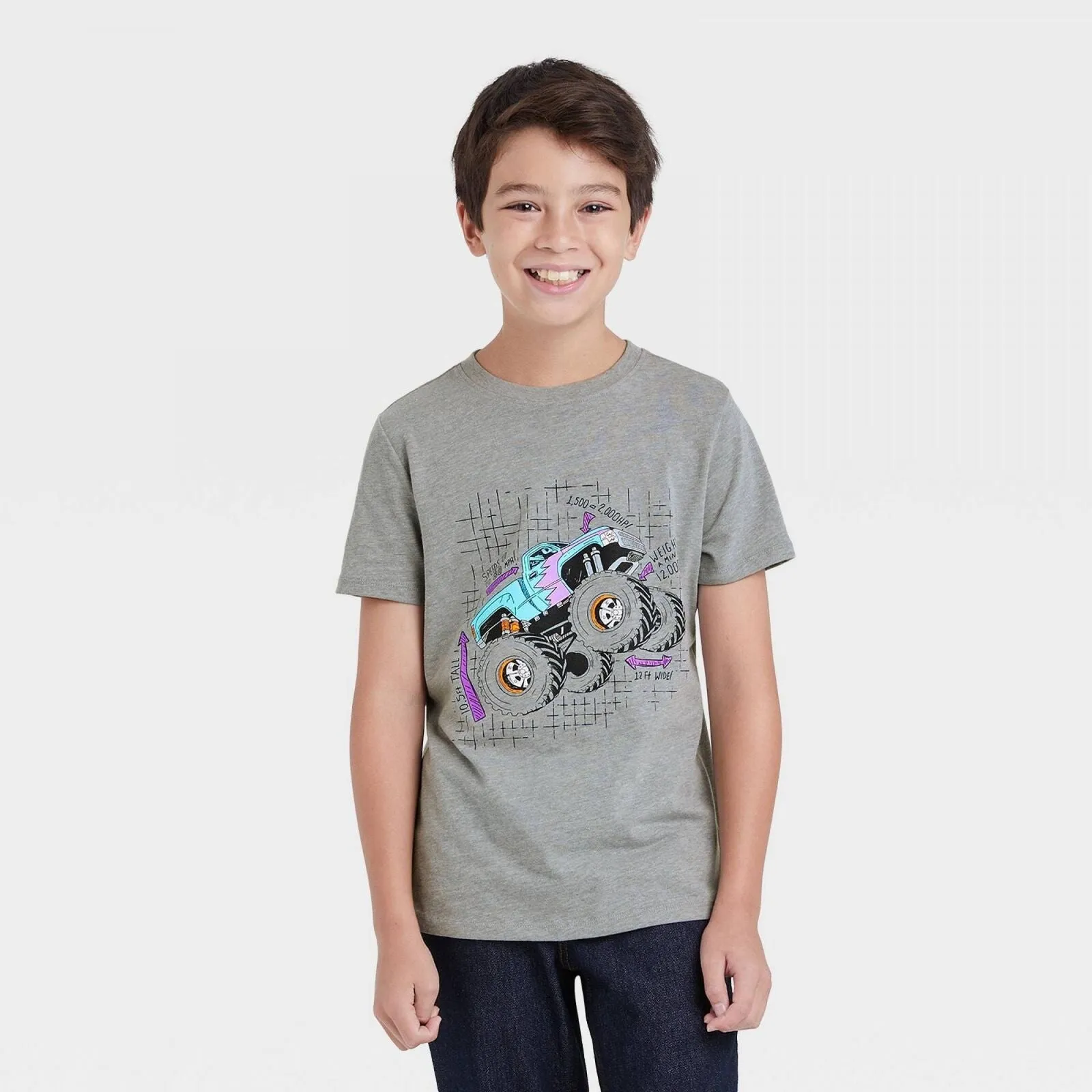 Cat & Jack Boys' Monster Truck Graphic Short Sleeve T-Shirt