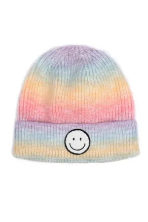 Chenille Smile Face Patch Beanie