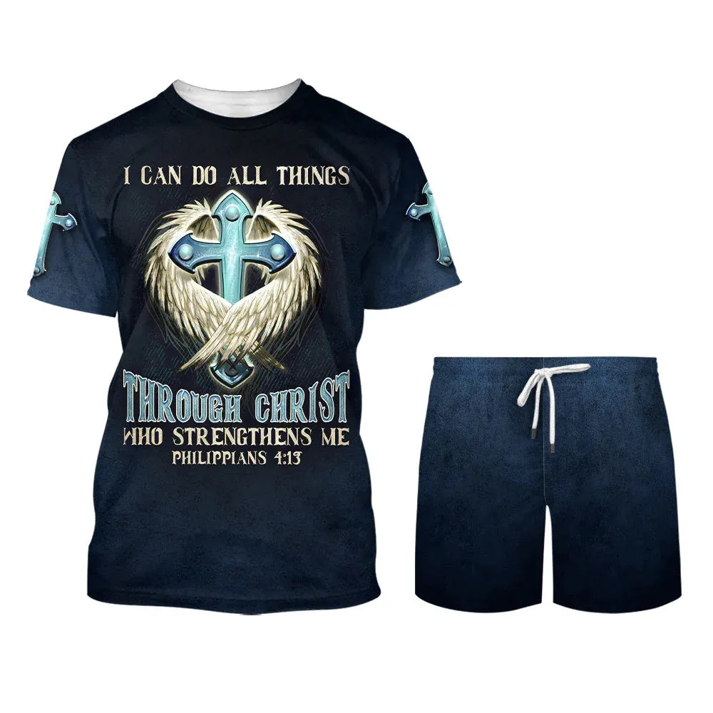 Christianartbag 3D T-Shirt, Cross I Can Do All Things Through Christ Who Strengthens Me, Christian T-Shirt, Christian 3D T-Shirt, Unisex T-Shirt.