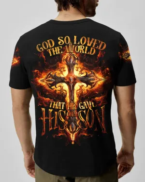 Christianartbag 3D T-Shirt For Men, God So Loved The World Men's All Over Print Shirt, Christian T-Shirt, Christian 3D T-Shirt, Unisex T-Shirt.