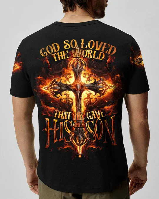 Christianartbag 3D T-Shirt For Men, God So Loved The World Men's All Over Print Shirt, Christian T-Shirt, Christian 3D T-Shirt, Unisex T-Shirt.