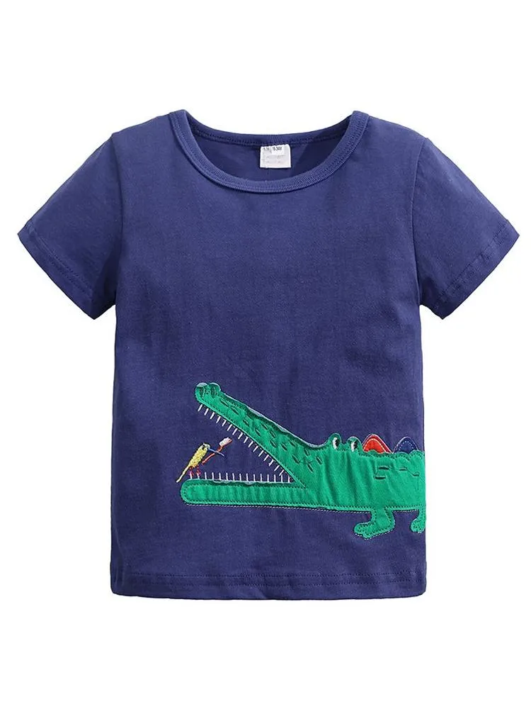 Clean Toothed Crocodile Short Sleeve T-Shirt - Dark Blue